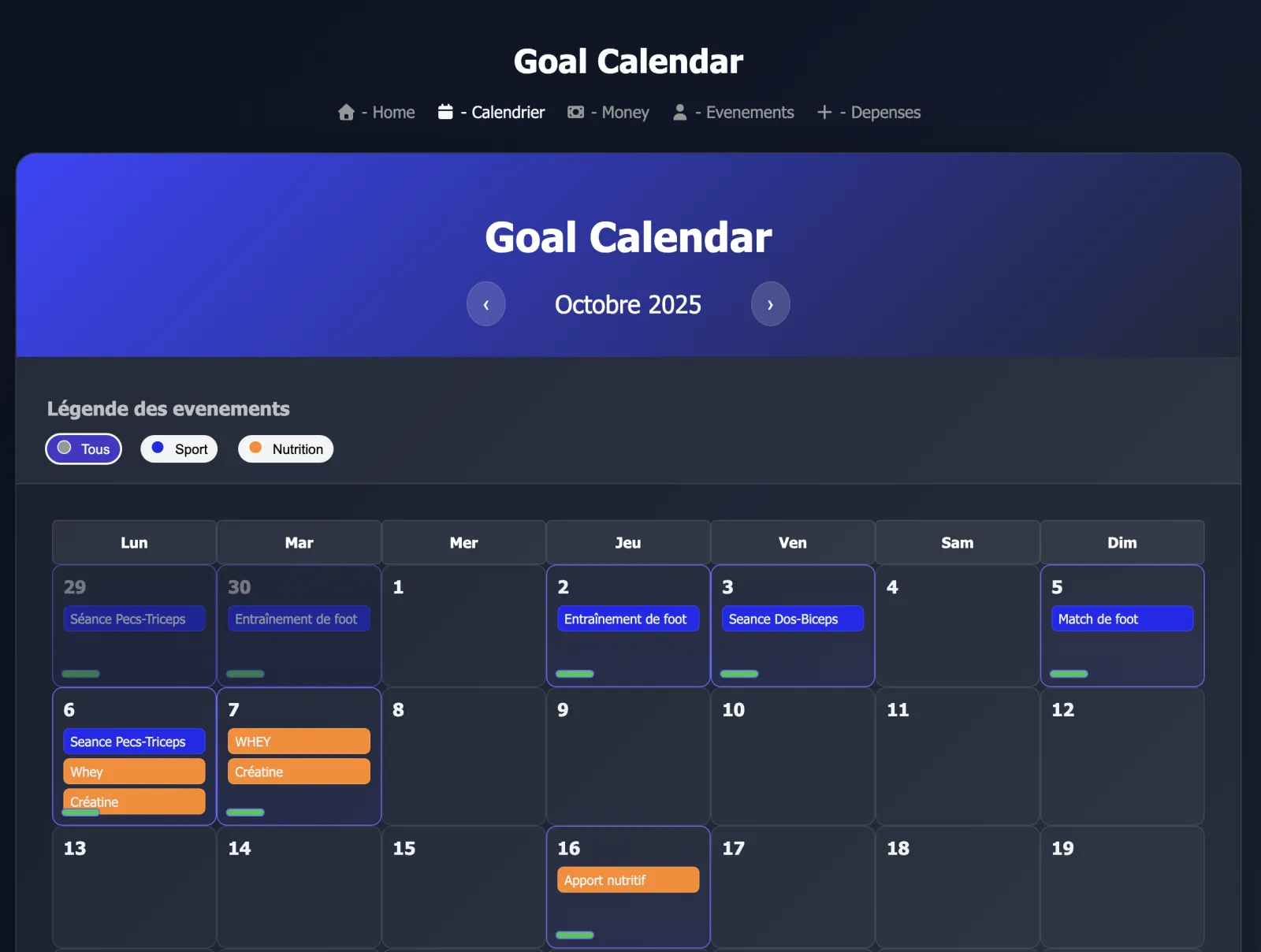 Goal Calendar