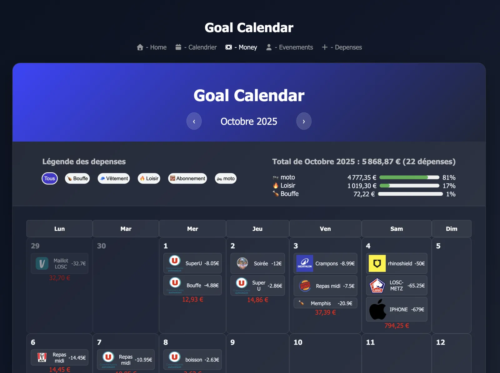 Goal Calendar