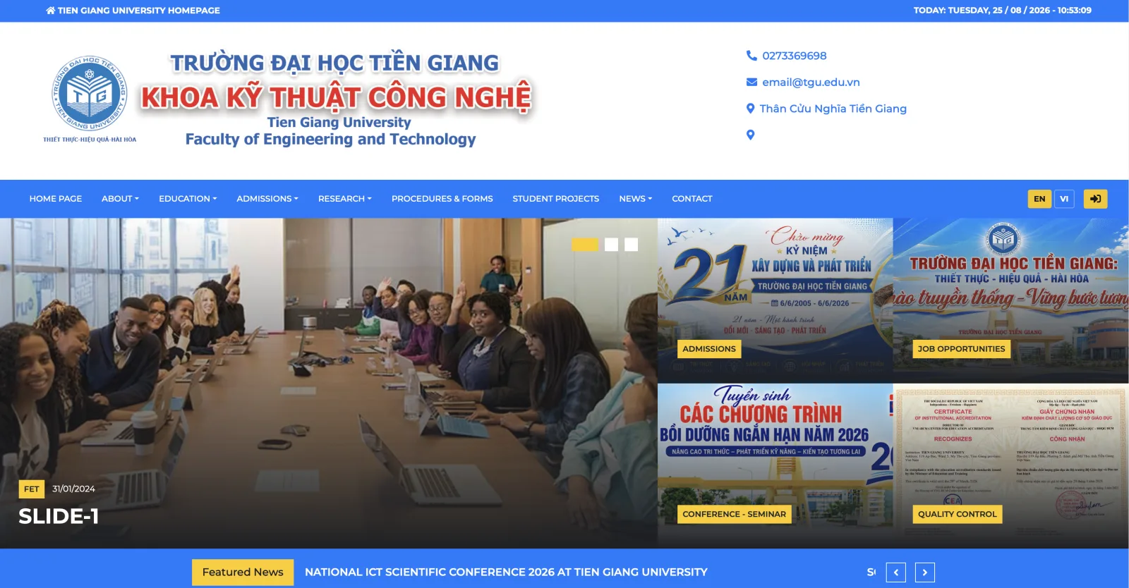 Page d'accueil du site de la faculté